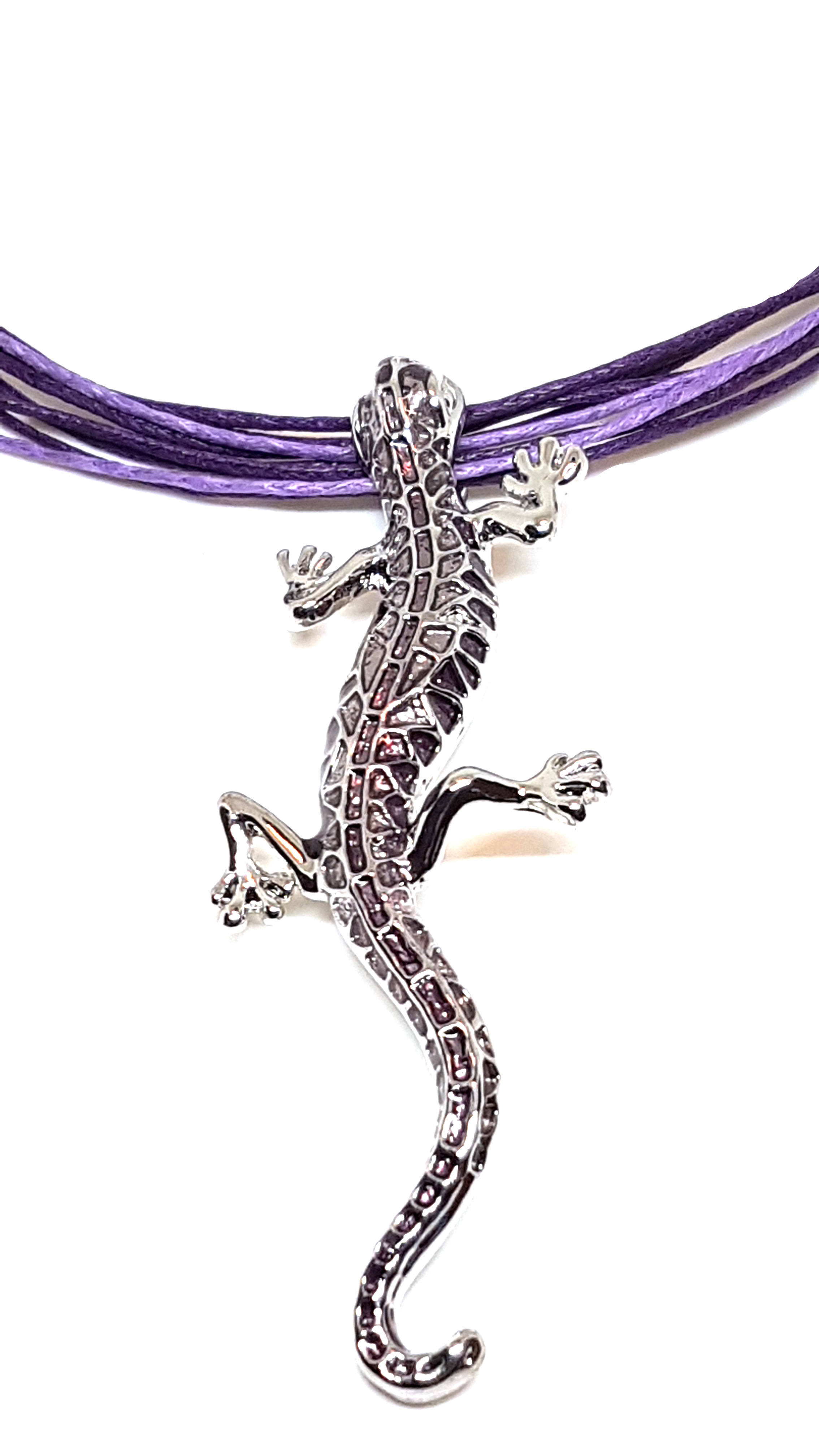Gecko Schmuckset Anhänger mit Kette und Ohrstecker