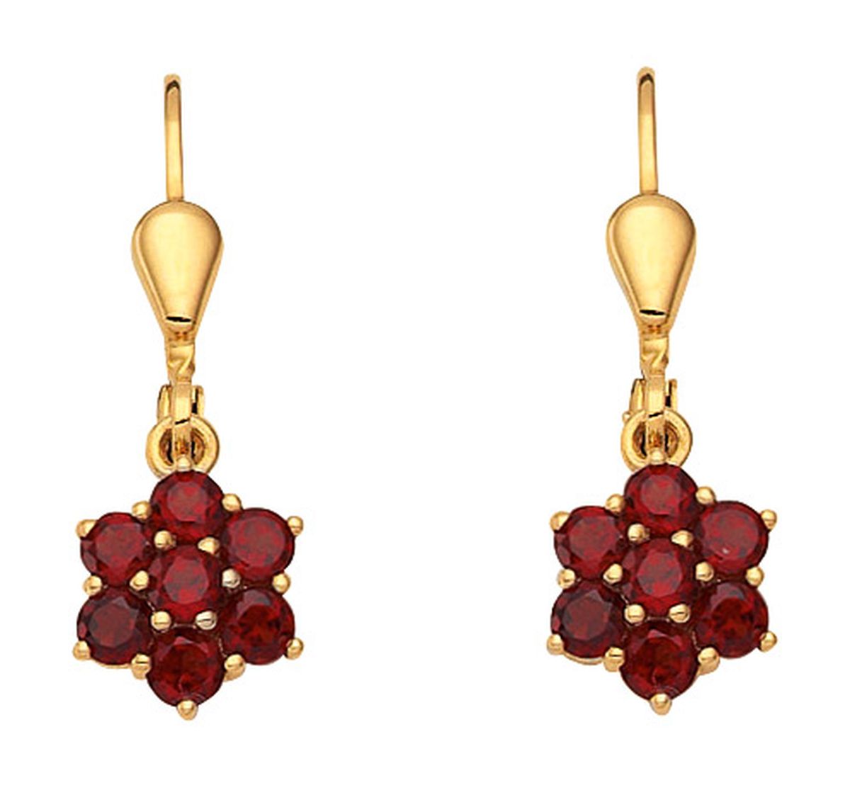 Ohrhänger mit Brisur aus 333 echt Gold mit Granat