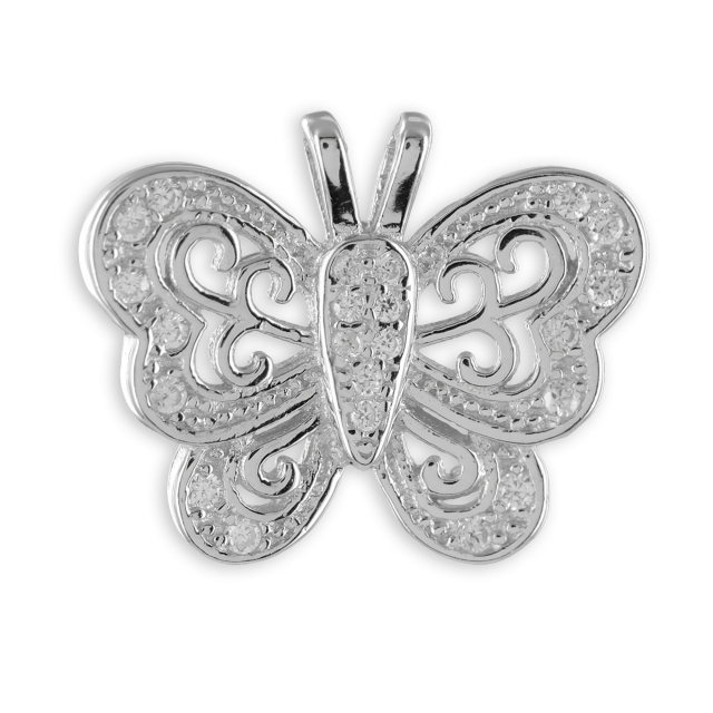 Anhänger Schmetterling mit 22 Zirkonia aus 925 Echt Silber